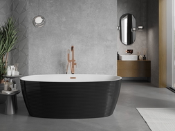 Mexen Lira freestanding bathtub pattern 170 x 80 cm, white/black, overflow rose gold - 52831708075-60