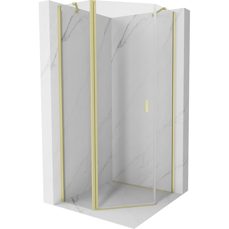 Mexen Mist pentagonal hinged shower enclosure 80 x 80 cm, transparent, brushed gold - 8A8-080-080-55-00