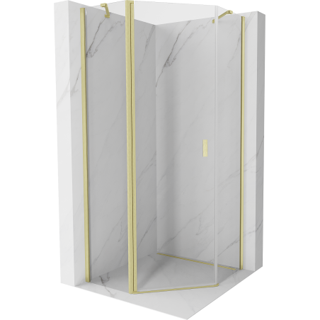 Mexen Mist pentagonal hinged shower enclosure 80 x 80 cm, transparent, brushed gold - 8A8-080-080-55-00