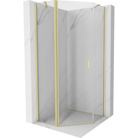 Mexen Mist pentagonal shower enclosure hinged 80 x 80 cm, transparent, brushed gold - 8A8-080-080-55-00