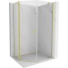 Mexen Mist pentagonal asymmetrical pivot shower enclosure 80 x 90 cm, transparent, brushed gold - 8A8-080-090-55-00
