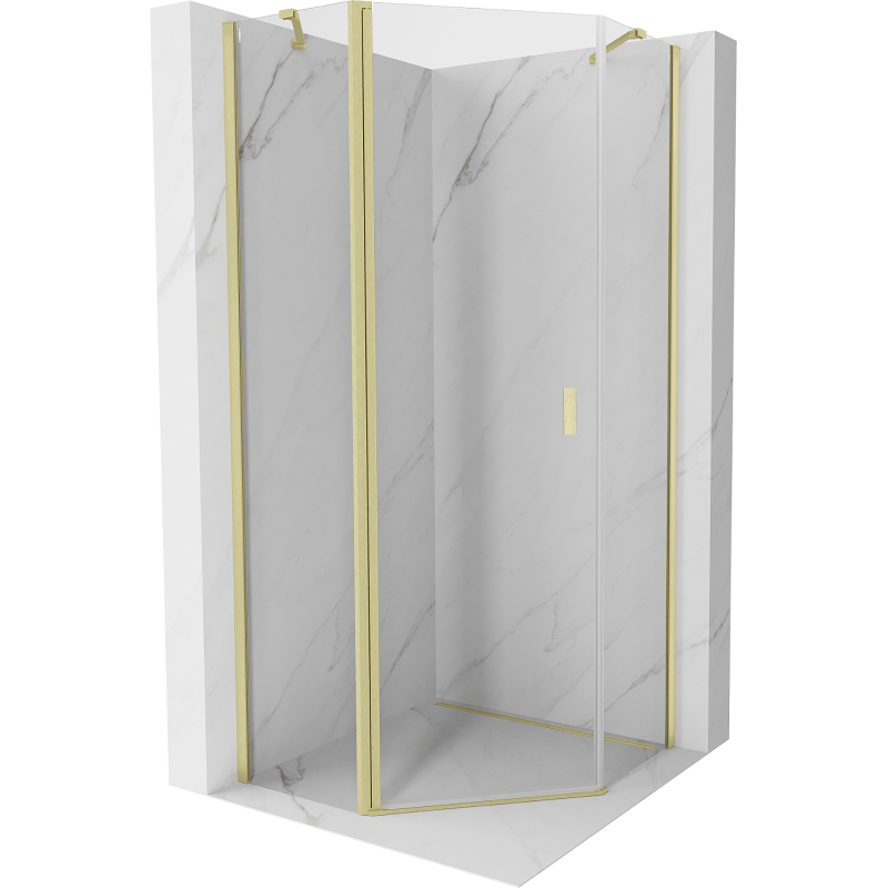 Mexen Mist Pentagonal Hinged Shower Enclosure 90 x 90 cm, Transparent, Brushed Gold - 8A8-090-090-55-00