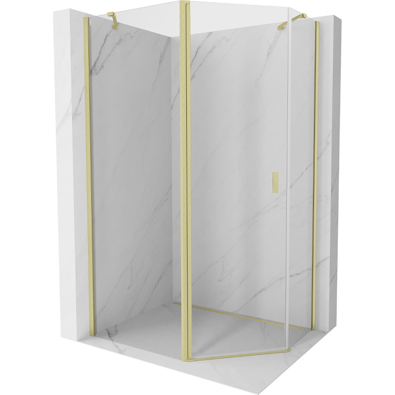 Mexen Mist asymmetric pentagonal shower cabin 100 x 90 cm, transparent, brushed gold - 8A8-100-090-55-00