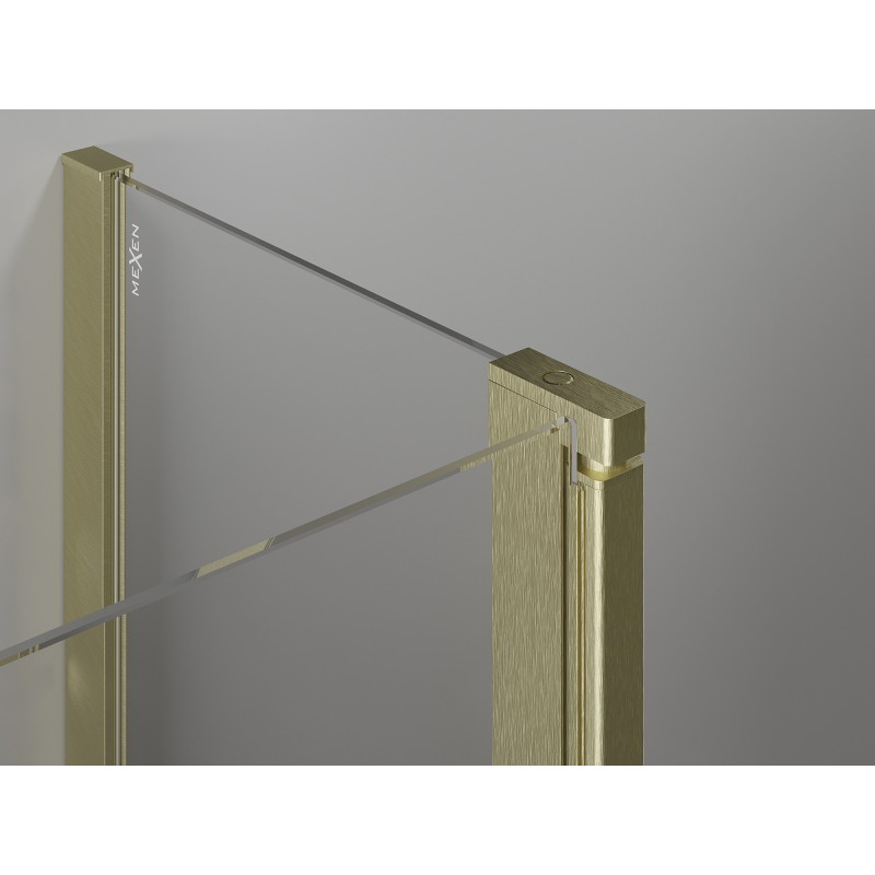 Mexen Mist asymmetric pentagonal shower cabin with hinged doors 80 x 100 cm, transparent, brushed gold - 8A8-080-100-55-00
