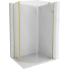 Mexen Mist asymmetric pentagonal shower cabin with hinged doors 80 x 100 cm, transparent, brushed gold - 8A8-080-100-55-00