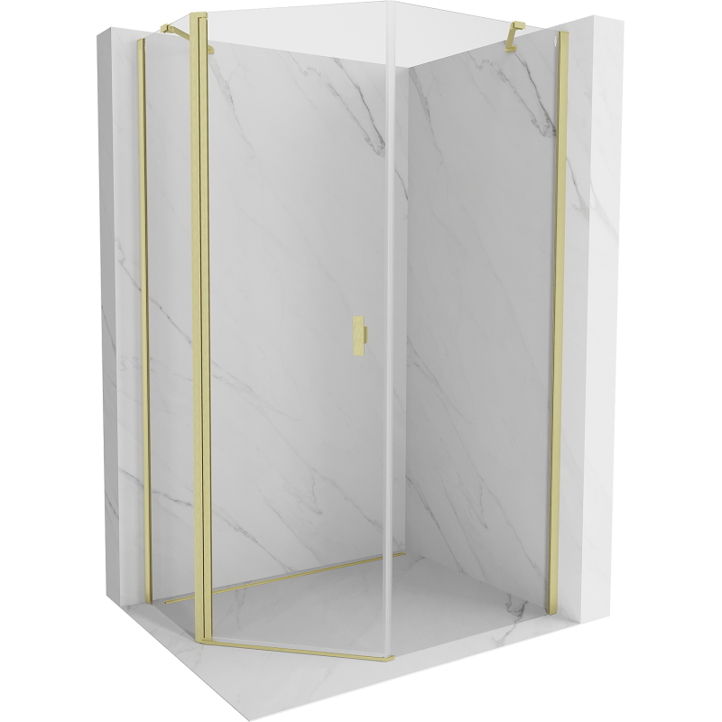 Mexen Mist pentagonal asymmetrical shower enclosure swing 90 x 100 cm, transparent, brushed gold - 8A8-090-100-55-00
