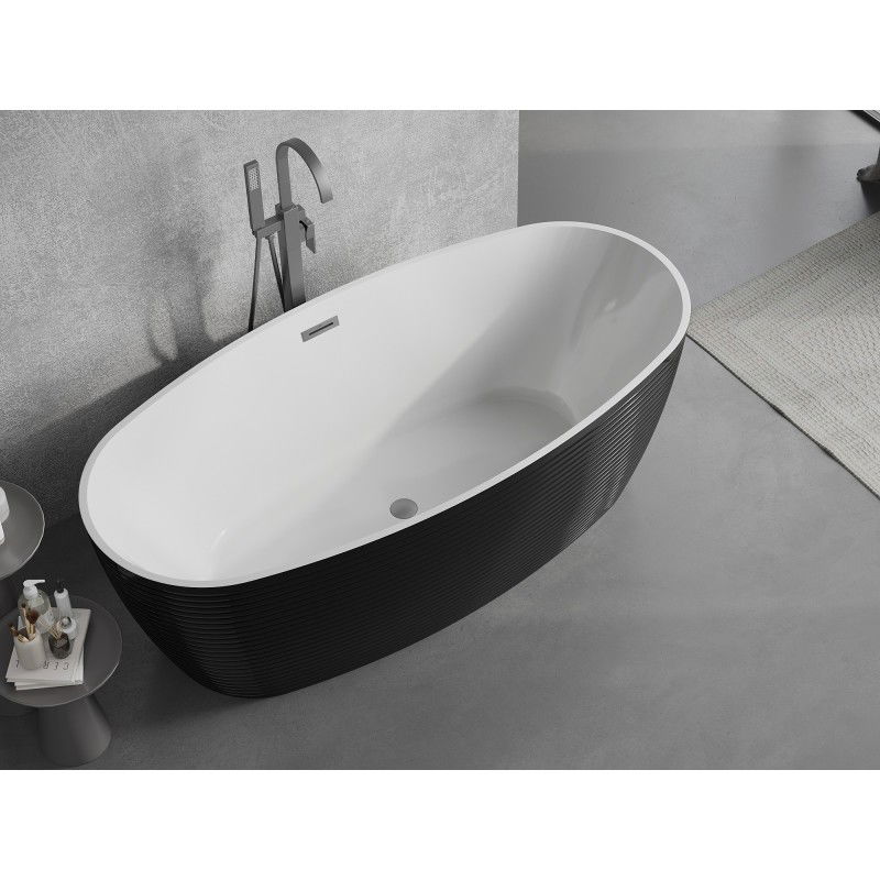 Mexen Lira freestanding bath pattern 170 x 80 cm, white/black, overflow gun metal - 52831708075-95