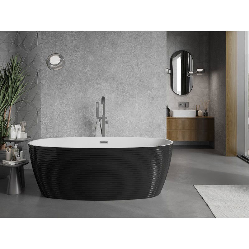 Mexen Lira freestanding bath pattern 170 x 80 cm, white/black, overflow gun metal - 52831708075-95