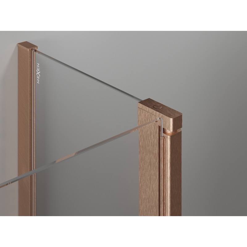 Mexen Mist asymmetric pentagonal shower cabin with hinged doors 80 x 90 cm, transparent, brushed copper - 8A8-080-090-65-00