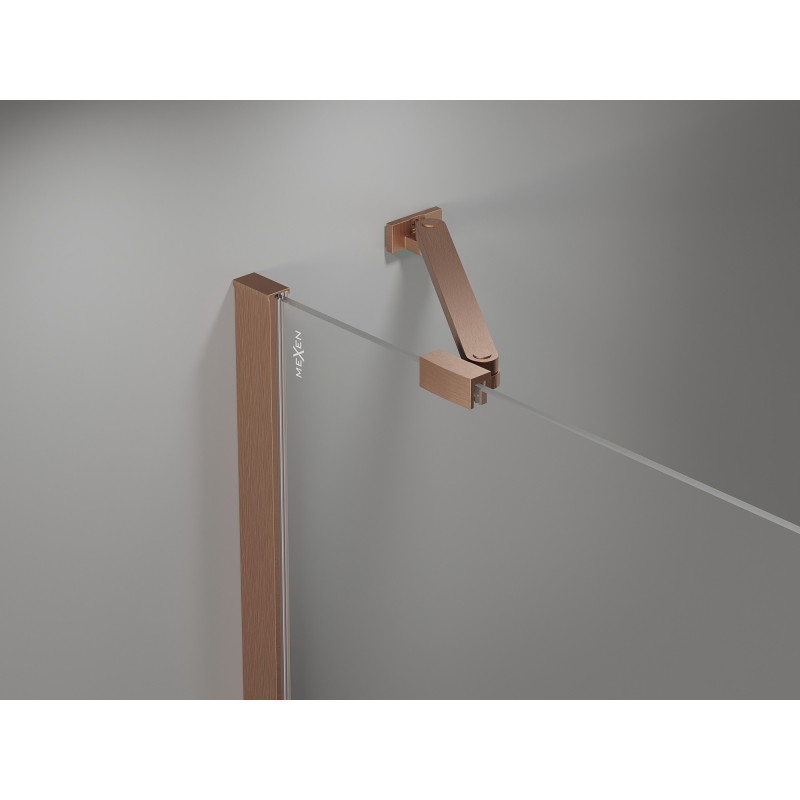 Mexen Mist asymmetric pentagonal shower enclosure with pivot door 100 x 90 cm, transparent, brushed copper - 8A8-100-090-65-00