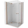 Mexen Mist-F Duo Shower Enclosure Foldable 90 x 80 cm, Transparent, Brushed Copper - 8A6-090L-080P-65-00