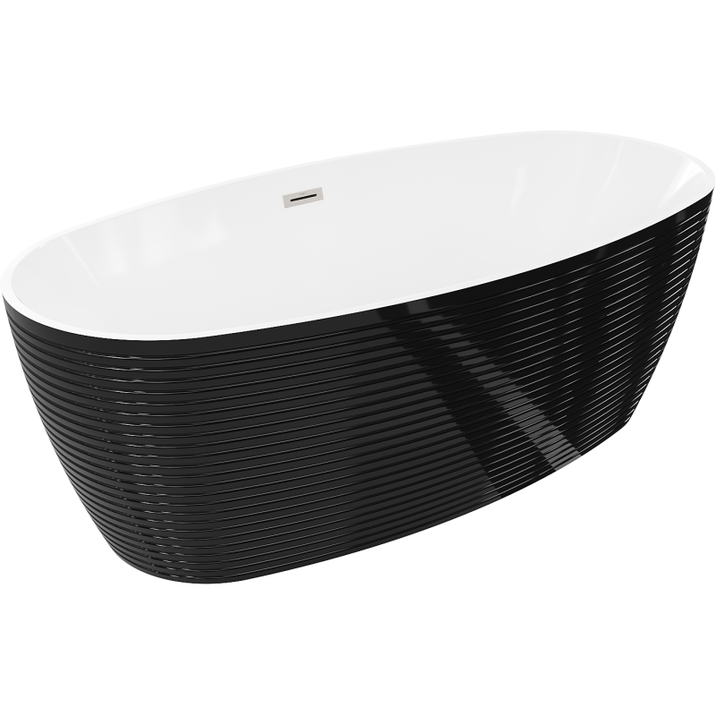 Mexen Lira freestanding bath pattern 170 x 80 cm, white/black, brushed nickel overflow - 52831708075-97