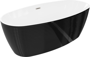 Mexen Lira freestanding bath pattern 170 x 80 cm, white/black, brushed nickel overflow - 52831708075-97