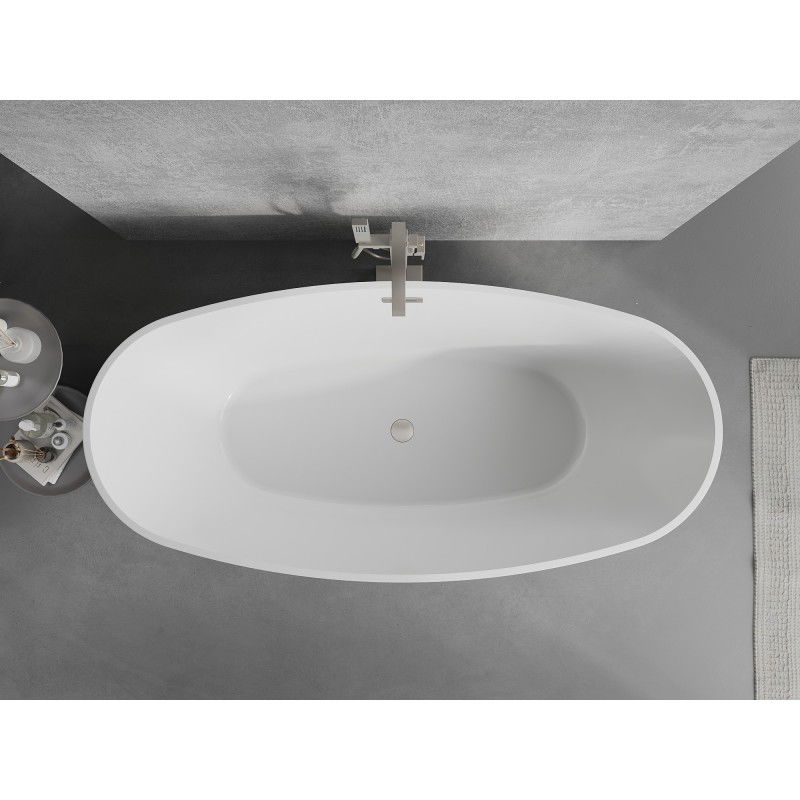 Mexen Lira freestanding bath pattern 170 x 80 cm, white/black, brushed nickel overflow - 52831708075-97