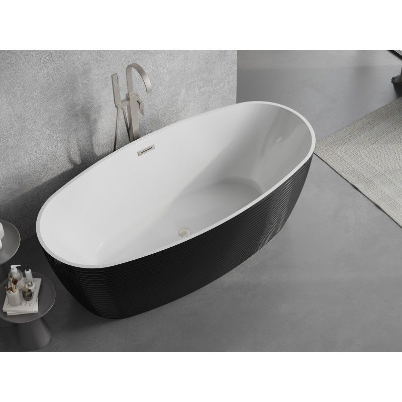 Mexen Lira freestanding bath pattern 170 x 80 cm, white/black, brushed nickel overflow - 52831708075-97