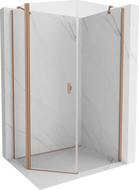 Mexen Mist asymmetrical pentagonal pivot shower enclosure 80 x 100 cm, transparent, brushed copper - 8A8-080-100-65-00