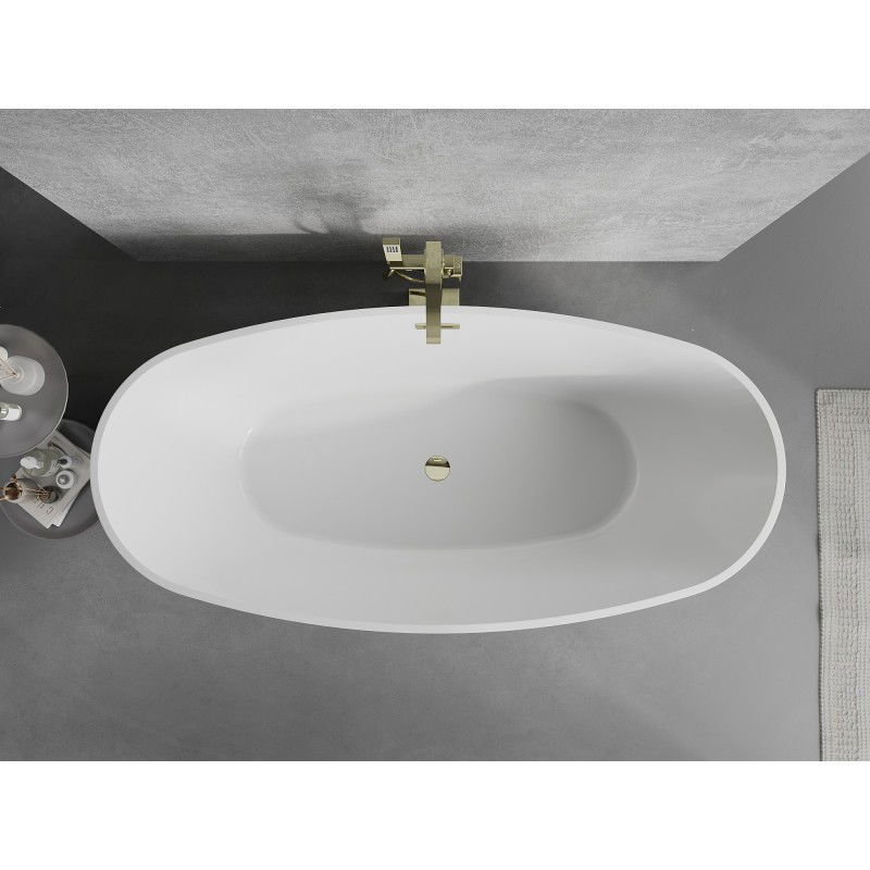 Mexen Lira freestanding bath pattern 170 x 80 cm, white/black, gold overflow - 52831708075-50