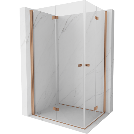 Mexen Mist-F Duo Folding Shower Enclosure Left 120 x 80 cm, Transparent, Brushed Copper - 8A6-120L-080P-65-00