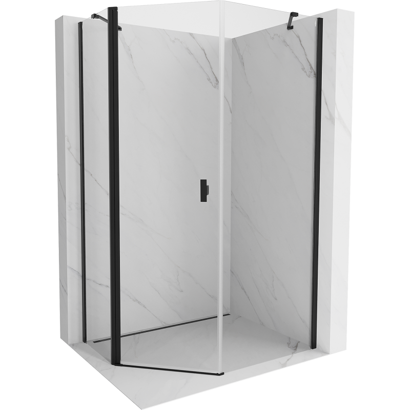 Mexen Mist pentagonal asymmetrical swing shower enclosure 90 x 100 cm, transparent, black - 8A8-090-100-70-00