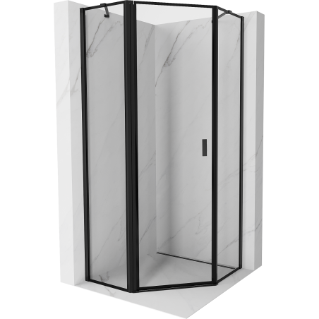 Mexen Mist pentagonal hinged shower enclosure left 80 x 80 cm, black frame, black - 8A8-080-080-70-70-L