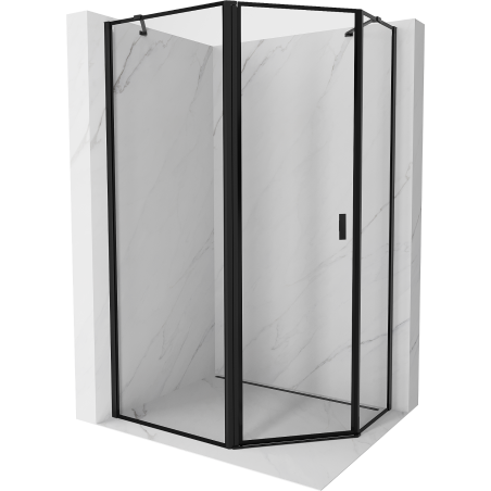 Mexen Mist asymmetrical pentagonal shower enclosure left opening 90 x 80 cm, black frame, black - 8A8-090-080-70-70-L