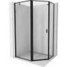Mexen Mist asymmetric pentagonal hinged left shower cabin 90 x 80 cm, black frame, black - 8A8-090-080-70-70-L