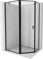 Mexen Mist asymmetrical left hinged pentagonal shower enclosure 90 x 80 cm, black frame, black - 8A8-090-080-70-70-L