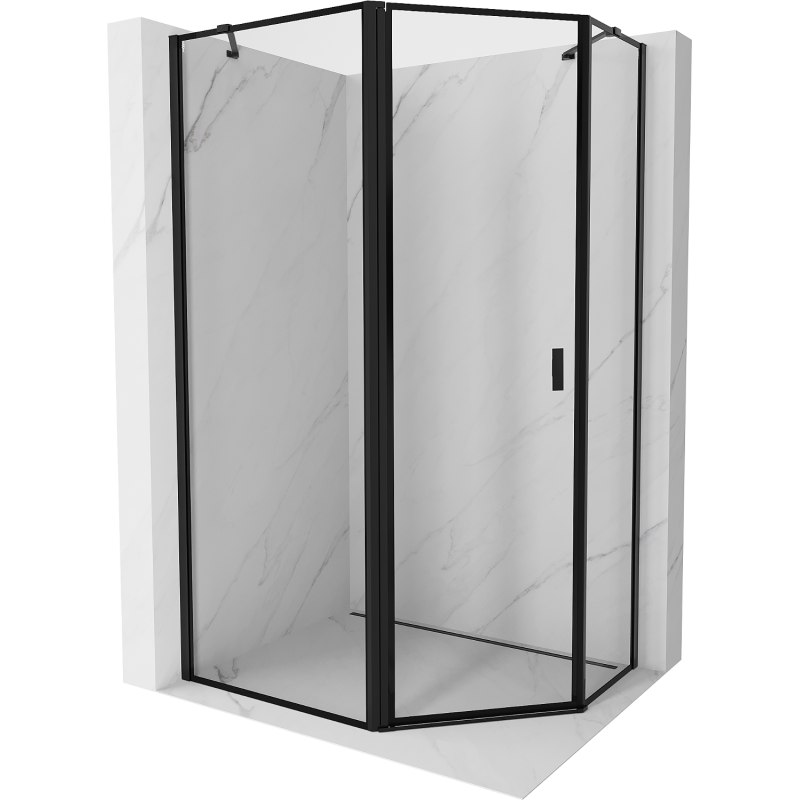 Mexen Mist asymmetric pentagonal shower enclosure, hinged left 100 x 80 cm, black frame, black - 8A8-100-080-70-70-L