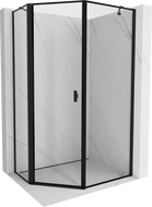 Mexen Mist pentagonal asymmetrical left hinged shower cabin 80 x 90 cm, black frame, black - 8A8-080-090-70-70-L
