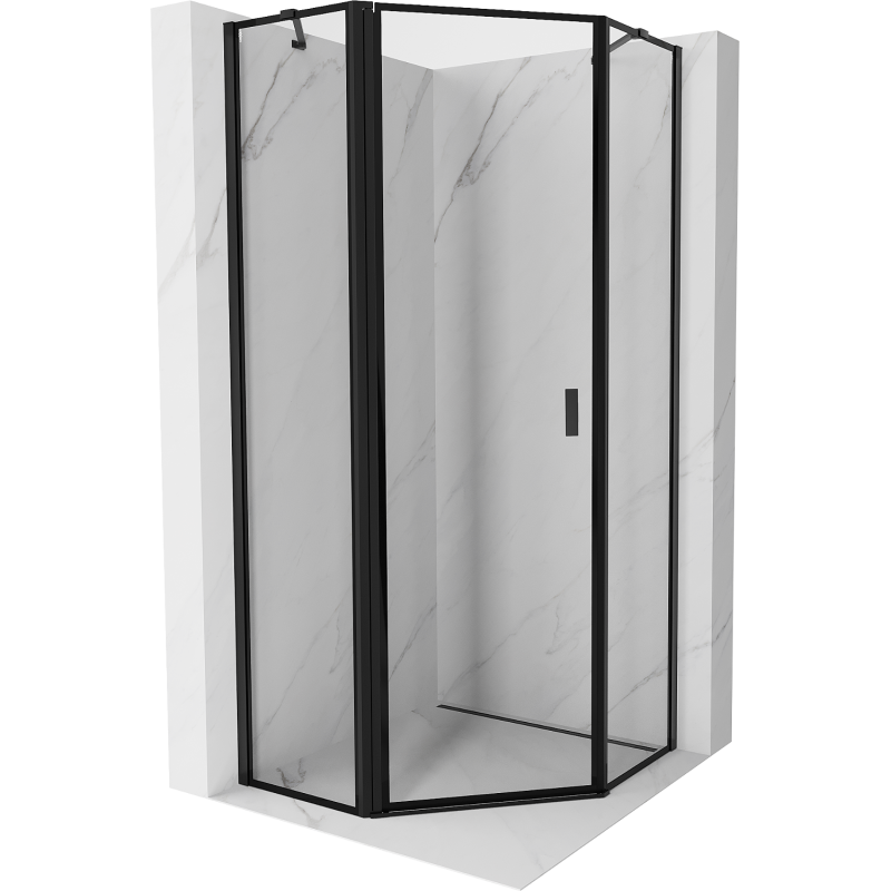 Mexen Mist pentagonal shower cabin left hinged 90 x 90 cm, black frame, black - 8A8-090-090-70-70-L