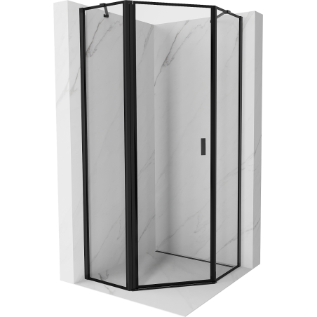 Mexen Mist pentagonal shower cabin left hinged 90 x 90 cm, black frame, black - 8A8-090-090-70-70-L