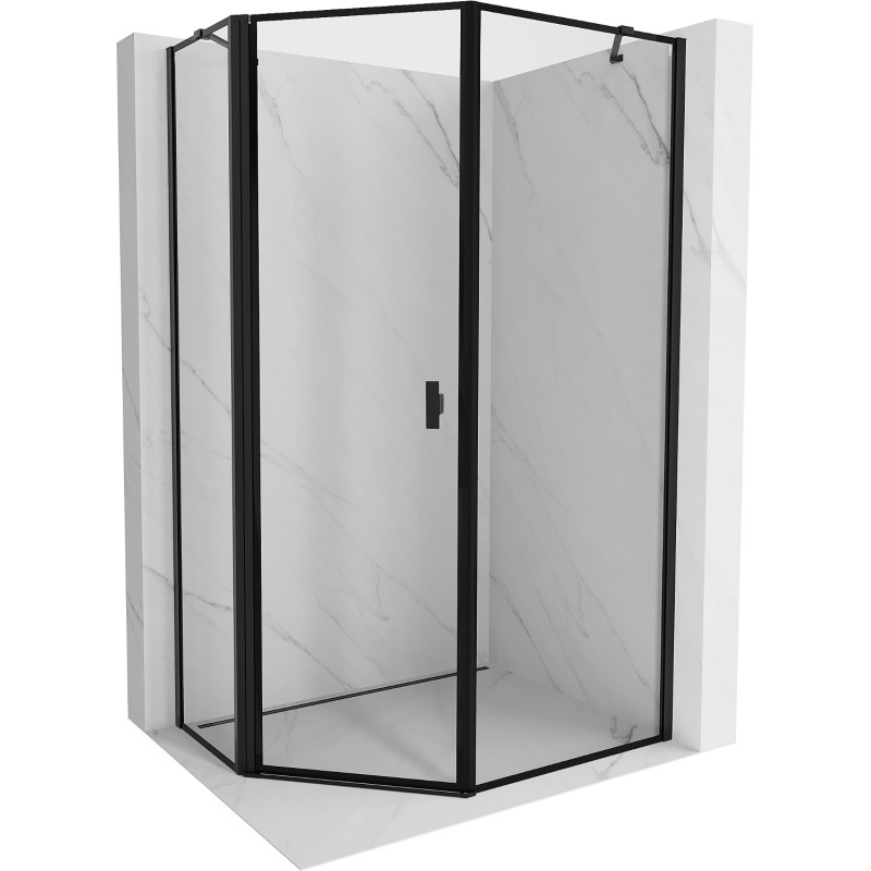Mexen Mist asymmetrical pentagonal shower enclosure hinging left 80 x 100 cm, black frame, black - 8A8-080-100-70-70-L