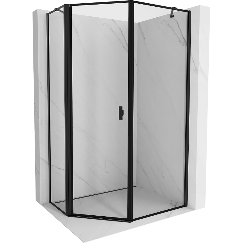 Mexen Mist pentagonal asymmetrical left shower cabin 80 x 100 cm, black frame, black - 8A8-080-100-70-70-L