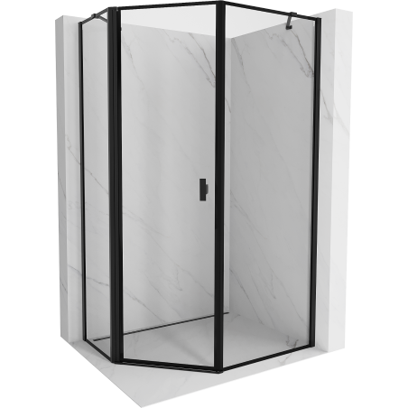Mexen Mist pentagonal asymmetrical left shower cabin 80 x 100 cm, black frame, black - 8A8-080-100-70-70-L