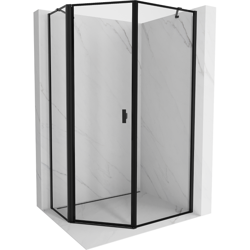 Mexen Mist pentagonal asymmetrical shower enclosure left hinged 90 x 100 cm, black frame, black - 8A8-090-100-70-70-L