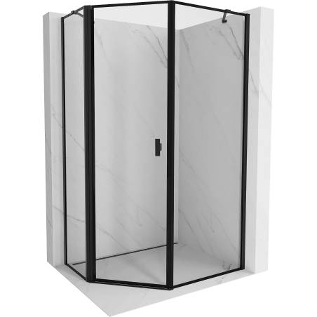 Mexen Mist pentagonal asymmetrical shower enclosure left hinged 90 x 100 cm, black frame, black - 8A8-090-100-70-70-L
