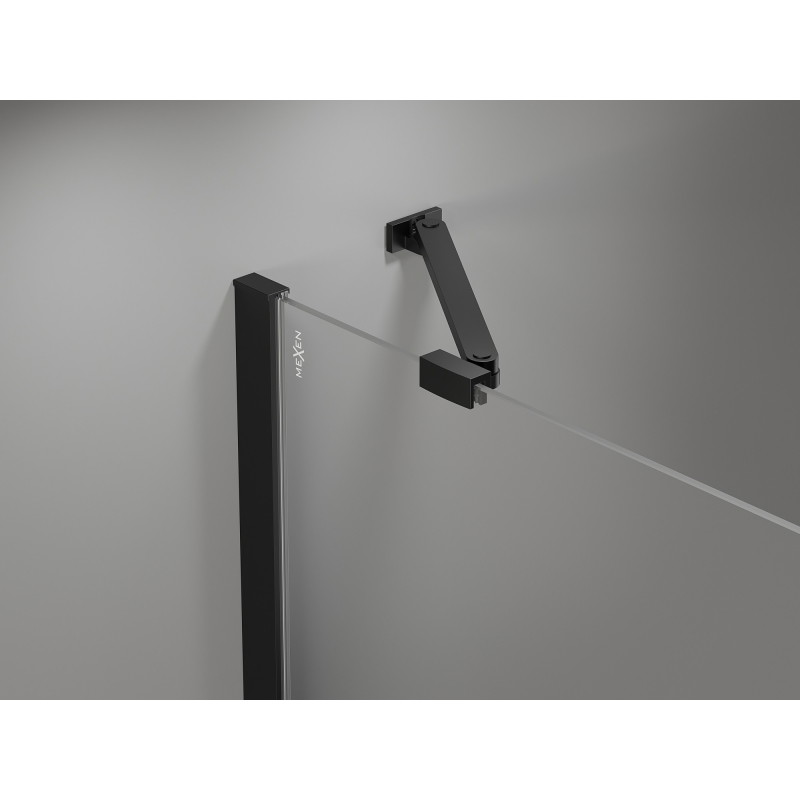 Mexen Mist asymmetric pentagonal left hinged shower enclosure 90 x 80 cm, black grid, black - 8A8-090-080-70-77-L