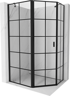 Mexen Mist asymmetric pentagonal shower enclosure with left hinged door 100 x 90 cm, black grid, black - 8A8-100-090-70-77-L