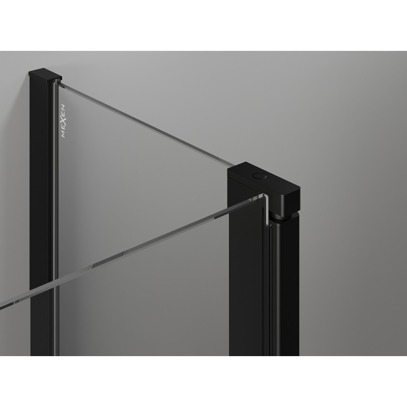 Mexen Mist pentagonal shower enclosure, tilt left 100 x 100 cm, black grid, black - 8A8-100-100-70-77-L