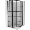 Mexen Mist pentagonal shower enclosure, tilt left 100 x 100 cm, black grid, black - 8A8-100-100-70-77-L