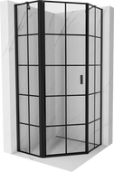 Mexen Mist pentagonal shower enclosure, tilt left 100 x 100 cm, black grid, black - 8A8-100-100-70-77-L