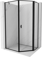 Mexen Mist pentagonal asymmetric shower enclosure, right-handed 80 x 90 cm, black frame, black - 8A8-080-090-70-70-P