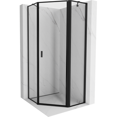 Mexen Mist pentagonal shower enclosure, right-hand hinged 90 x 90 cm, black frame, black - 8A8-090-090-70-70-P
