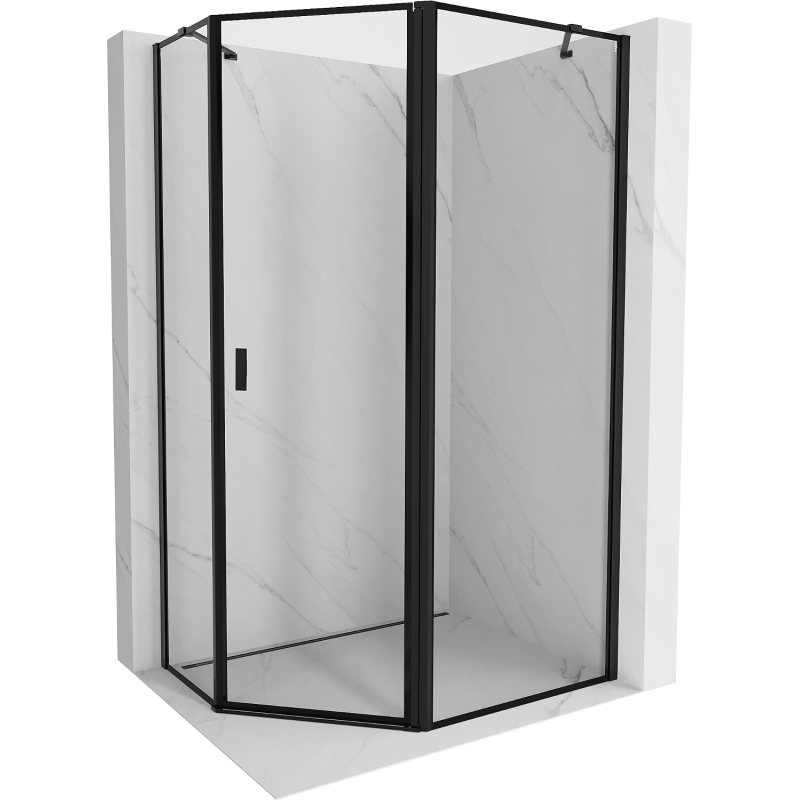 Mexen Mist pentagonal asymmetrical right-hinged shower enclosure 100 x 90 cm, black frame, black - 8A8-100-090-70-70-P