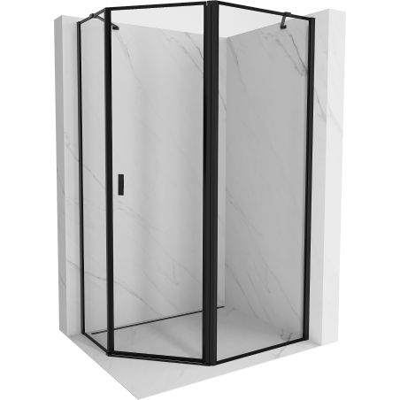 Mexen Mist pentagonal asymmetrical right-hinged shower enclosure 100 x 90 cm, black frame, black - 8A8-100-090-70-70-P