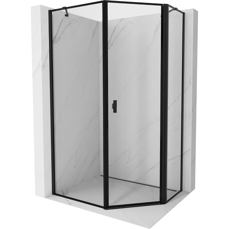 Mexen Mist asymmetric pentagonal shower enclosure, right hinge 90 x 100 cm, black frame, black - 8A8-090-100-70-70-P