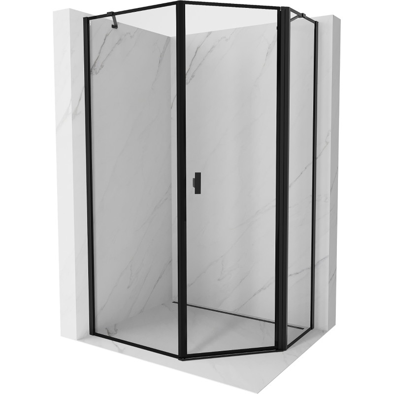 Mexen Mist asymmetrical pentagonal shower enclosure, right hinged 90 x 100 cm, black frame, black - 8A8-090-100-70-70-P