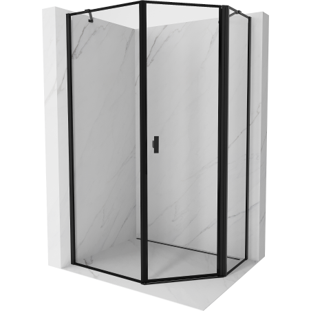 Mexen Mist asymmetric pentagonal shower enclosure, right hinge 90 x 100 cm, black frame, black - 8A8-090-100-70-70-P