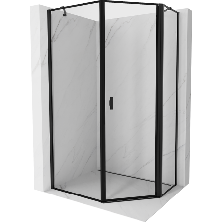 Mexen Mist asymmetrical pentagonal shower enclosure right tilt 90 x 100 cm, black frame, black - 8A8-090-100-70-70-P