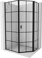 Mexen Mist Asymmetrical Pentagonal Shower Enclosure Right 80 x 90 cm, Black Grid, Black - 8A8-080-090-70-77-P